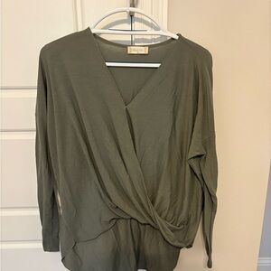 Altar'd State Sage Green Wrap Blouse